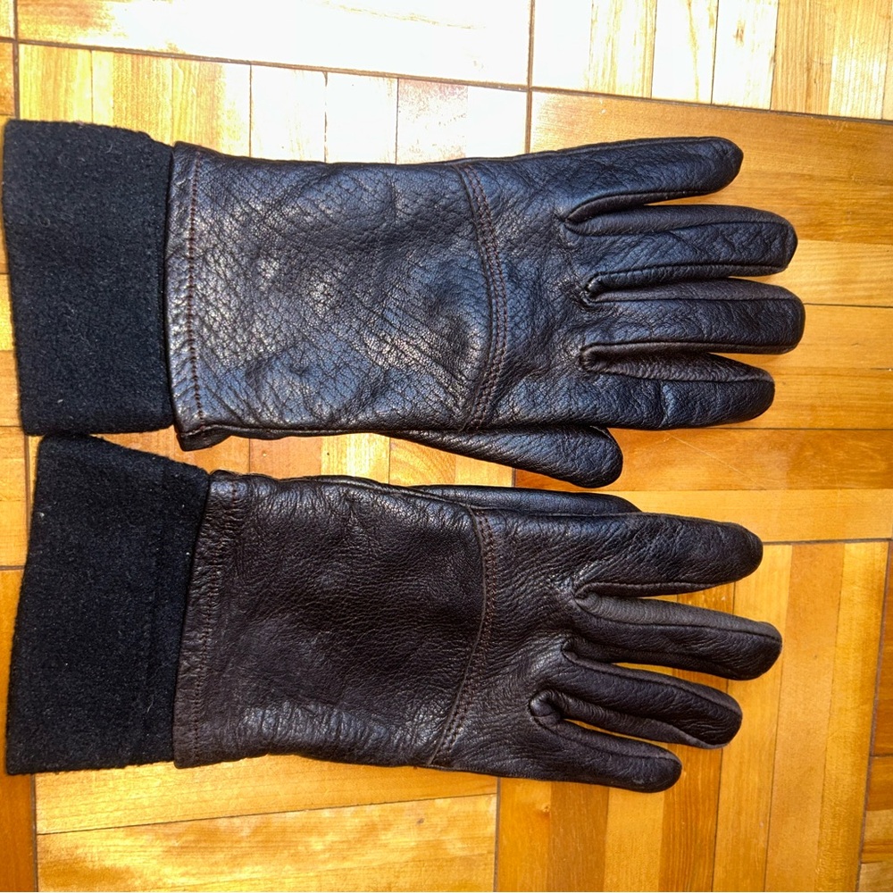 Brown Leather Gloves with Black inserts